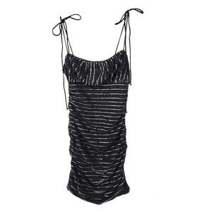 Selfie Leslie Dress Womens Small Mini Sequin Spaghetti Short Ruched Sexy